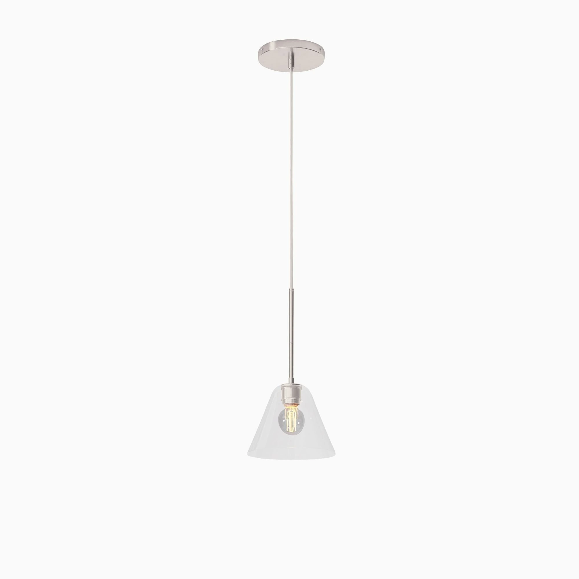 Clear glass, Nickel, 8 inch Breccan pendant