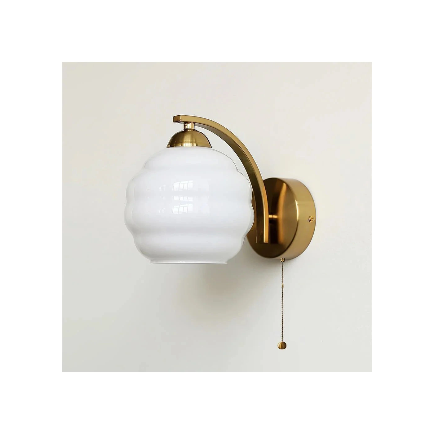 White Bauhaus milk glass wall sconce