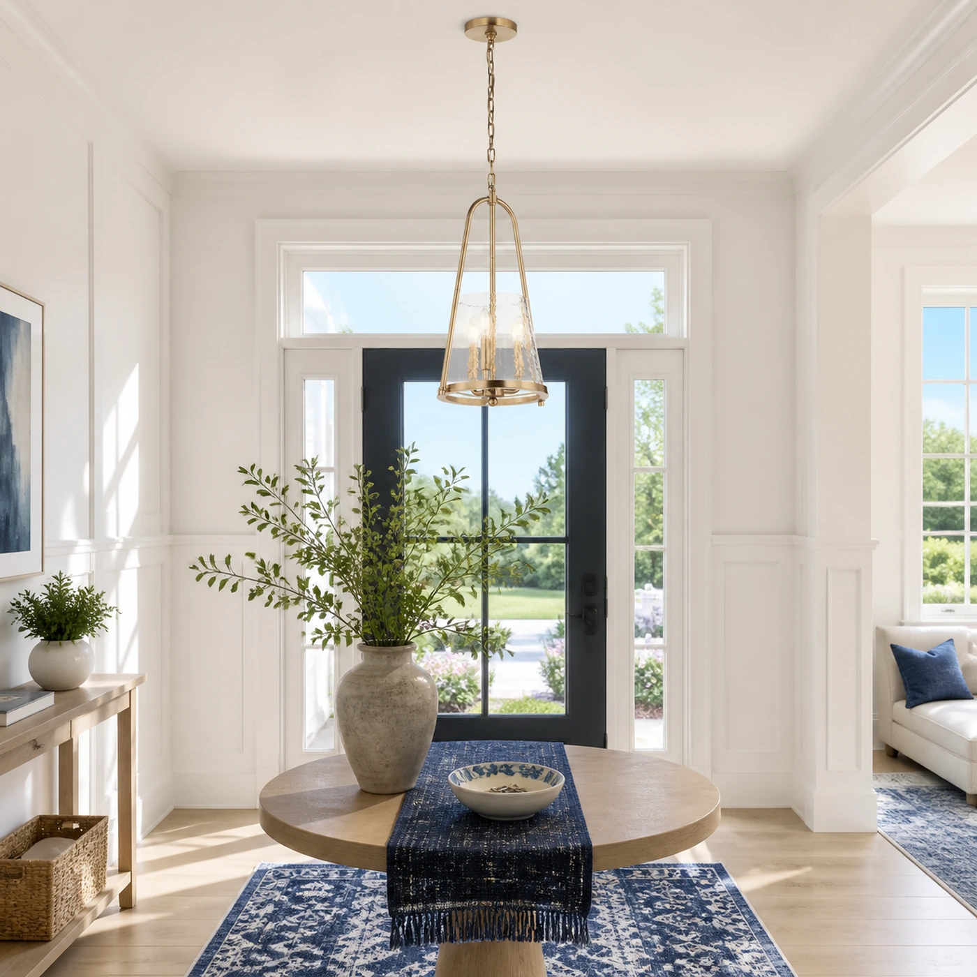 Champagne Bronze Qorlen pendant in a bright entry