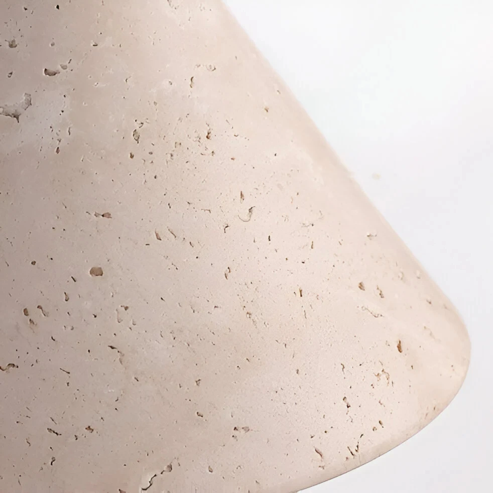 Actual porous beige travertine cone detail