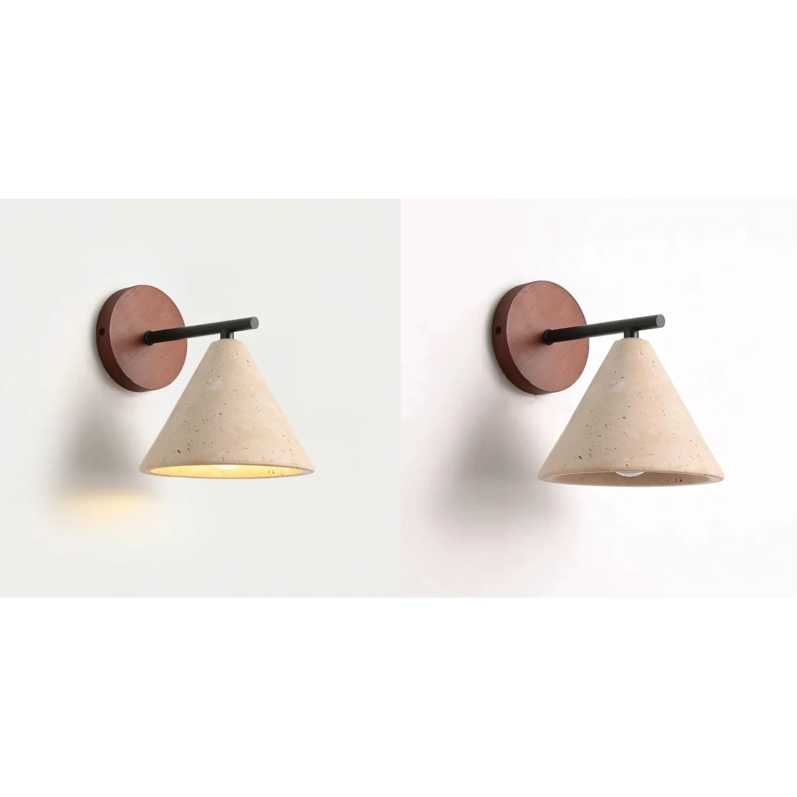 Actual wall light shown switched on and off