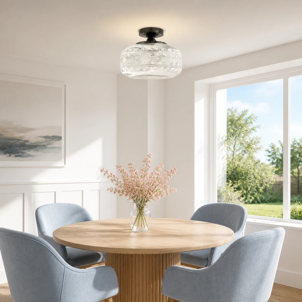 Verre transparent / Salle à manger pour le petit-déjeuner noir