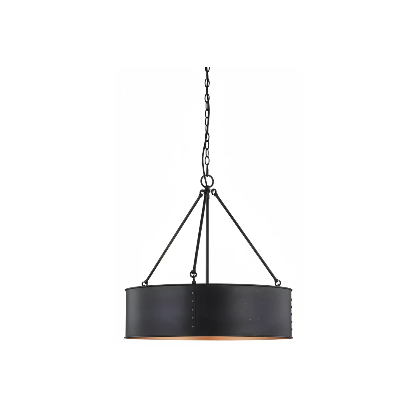 Quillan black and gold drum pendant real product view