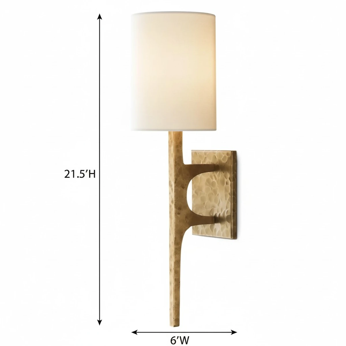 Obraz rzeczywistych wymiarów produktu dla nowoczesnego kinkietu ściennego Wright Linear Brass