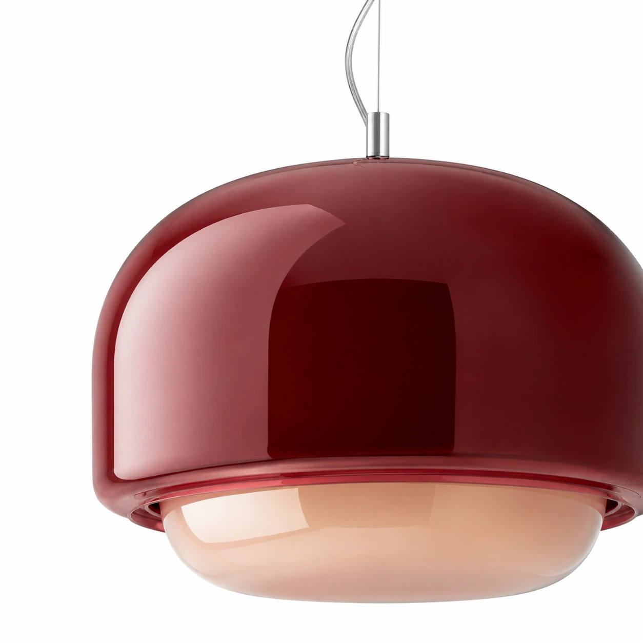 Burgundy glass edge and curvature detail