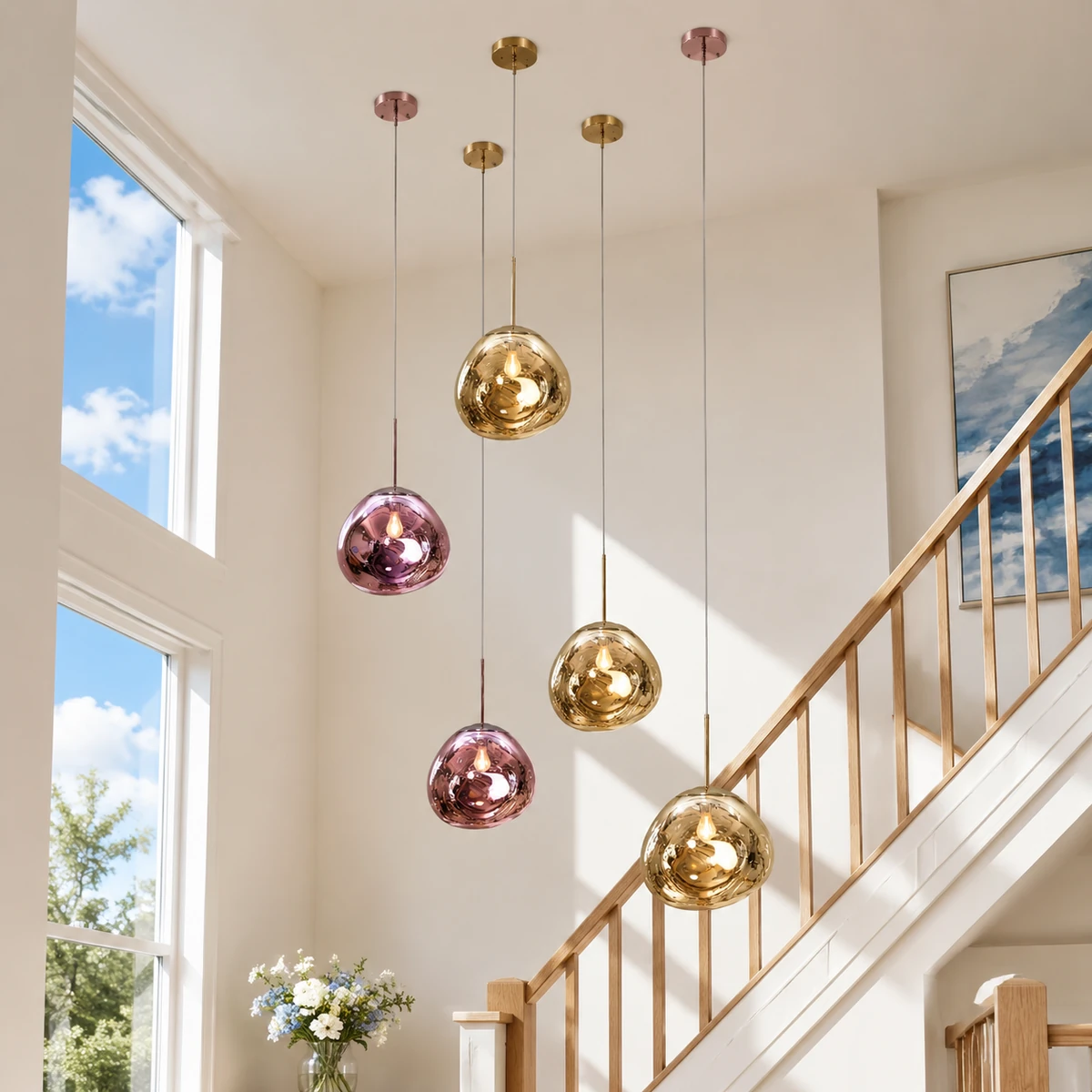 Gold and Pink stair cluster