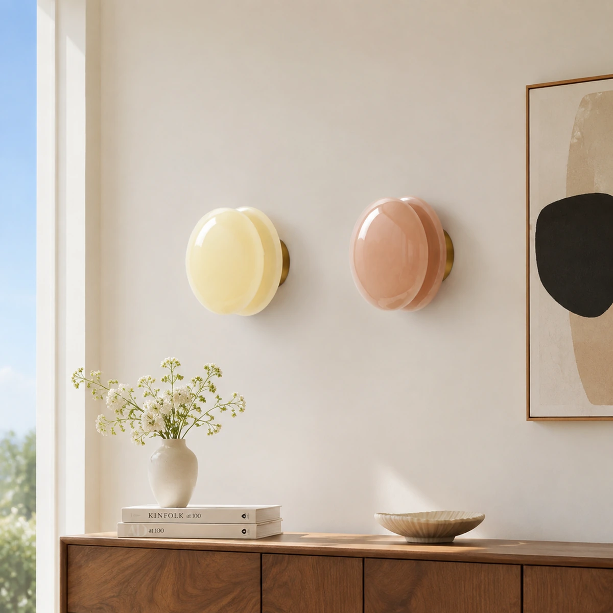 Mixed-color sideboard pair