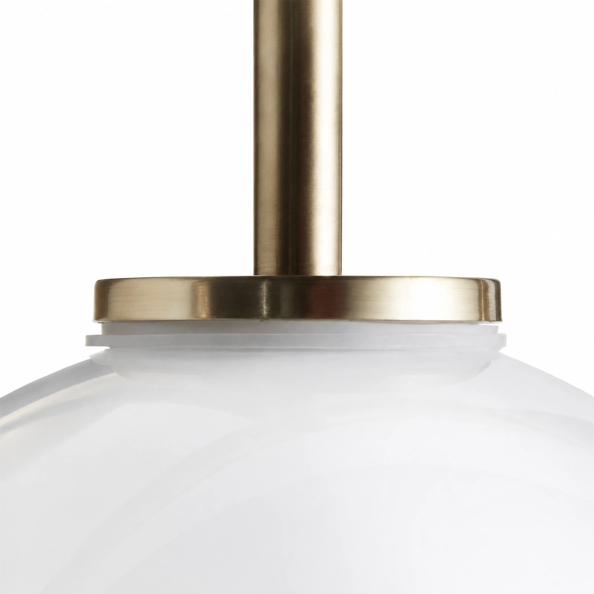 Close view of the brass socket collar and glass edge