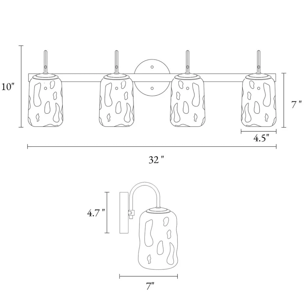 Blythe four-light wall sconce dimensions