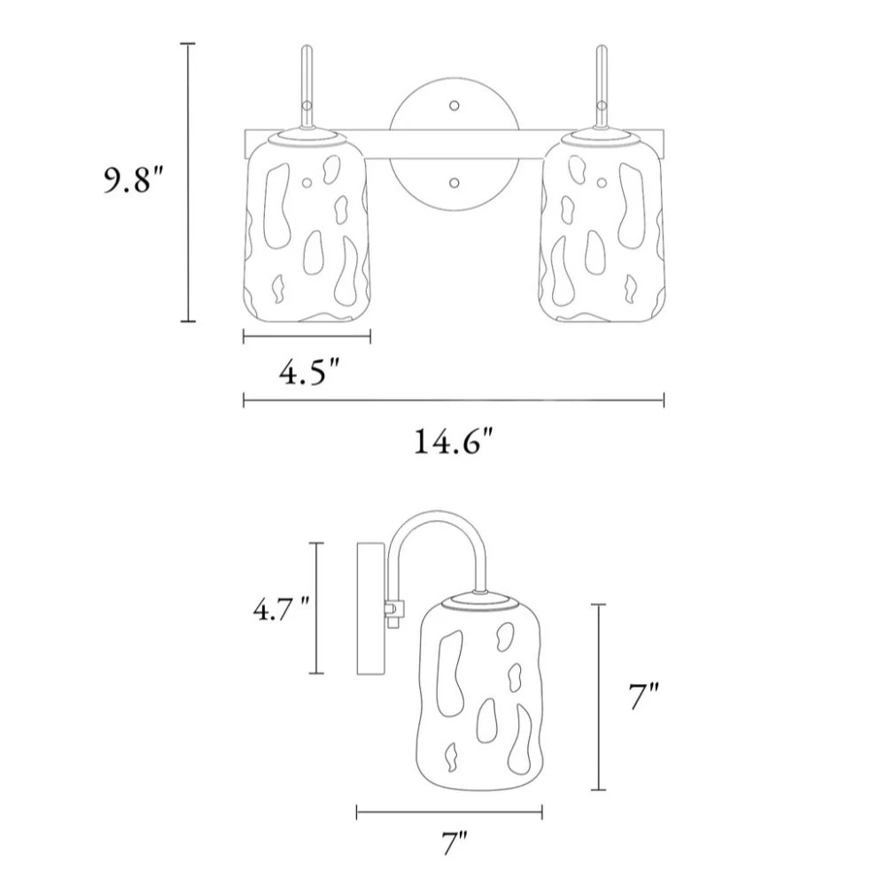 Blythe two-light wall sconce dimensions