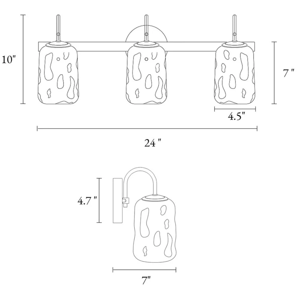 Blythe three-light wall sconce dimensions