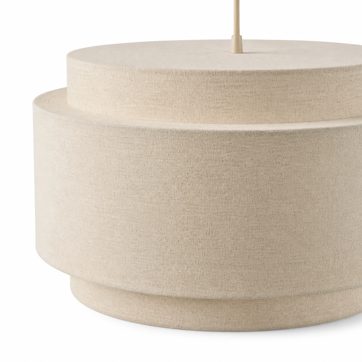 Three-quarter close view of the Hayden natural linen upper tier