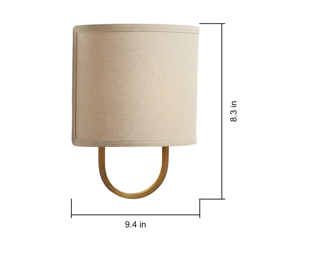 Dimensions de l'applique murale Thaliad Modern Elegant Soft Glow en métal et tissu