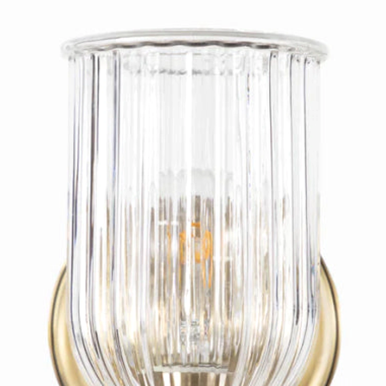 Close view of the Menae vertical-ribbed glass shade