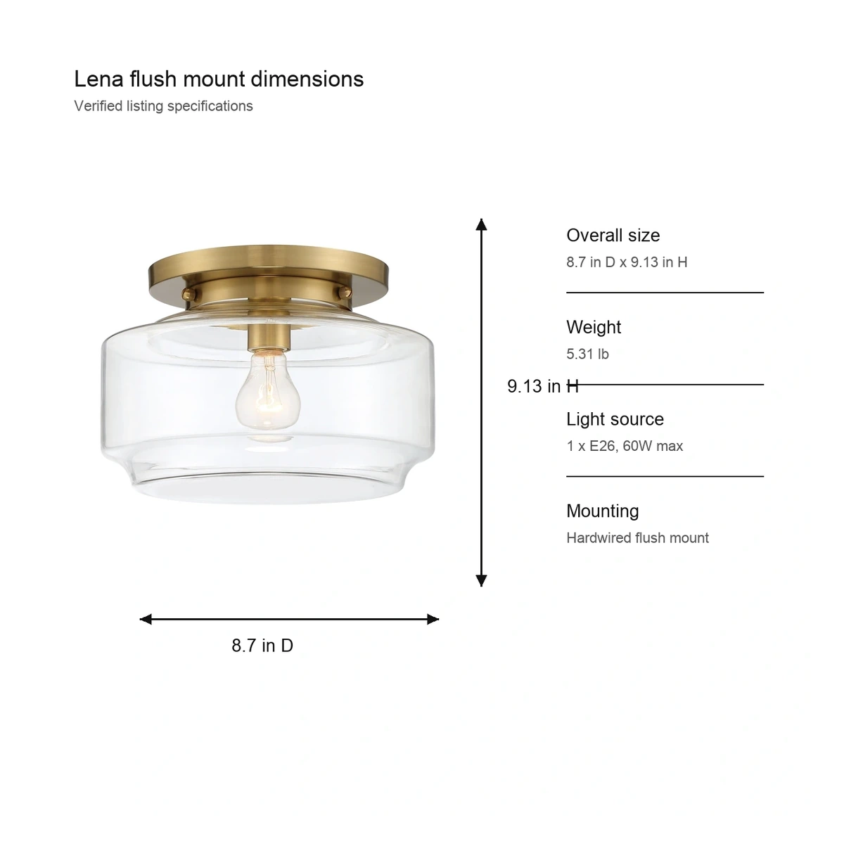 Lena flush mount dimensions