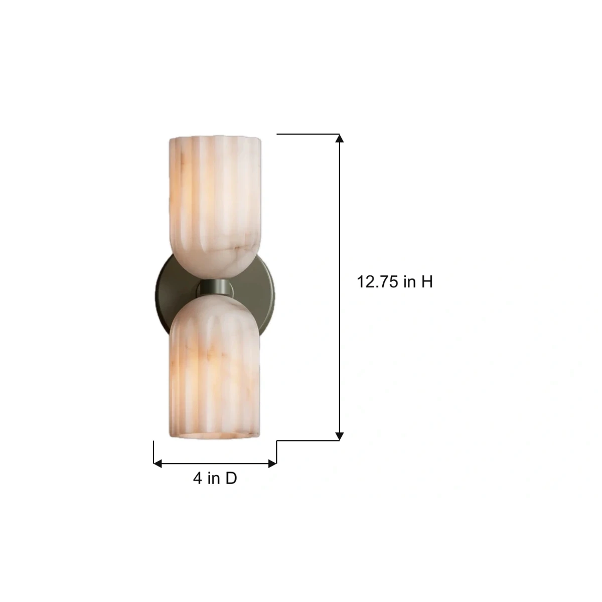 Lysander wall sconce dimensions, 4 inches wide by 12.75 inches high
