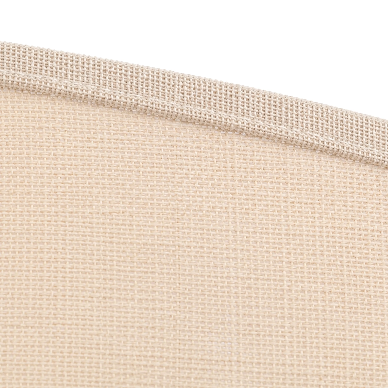 Extreme macro of the Mirenna linen fibers and stitched top binding
