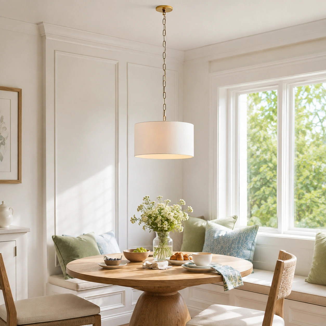 Mirenna pendant above a sunlit breakfast nook