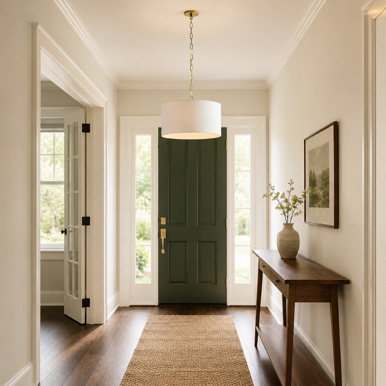 Mirenna 18-inch pendant in a daylight foyer