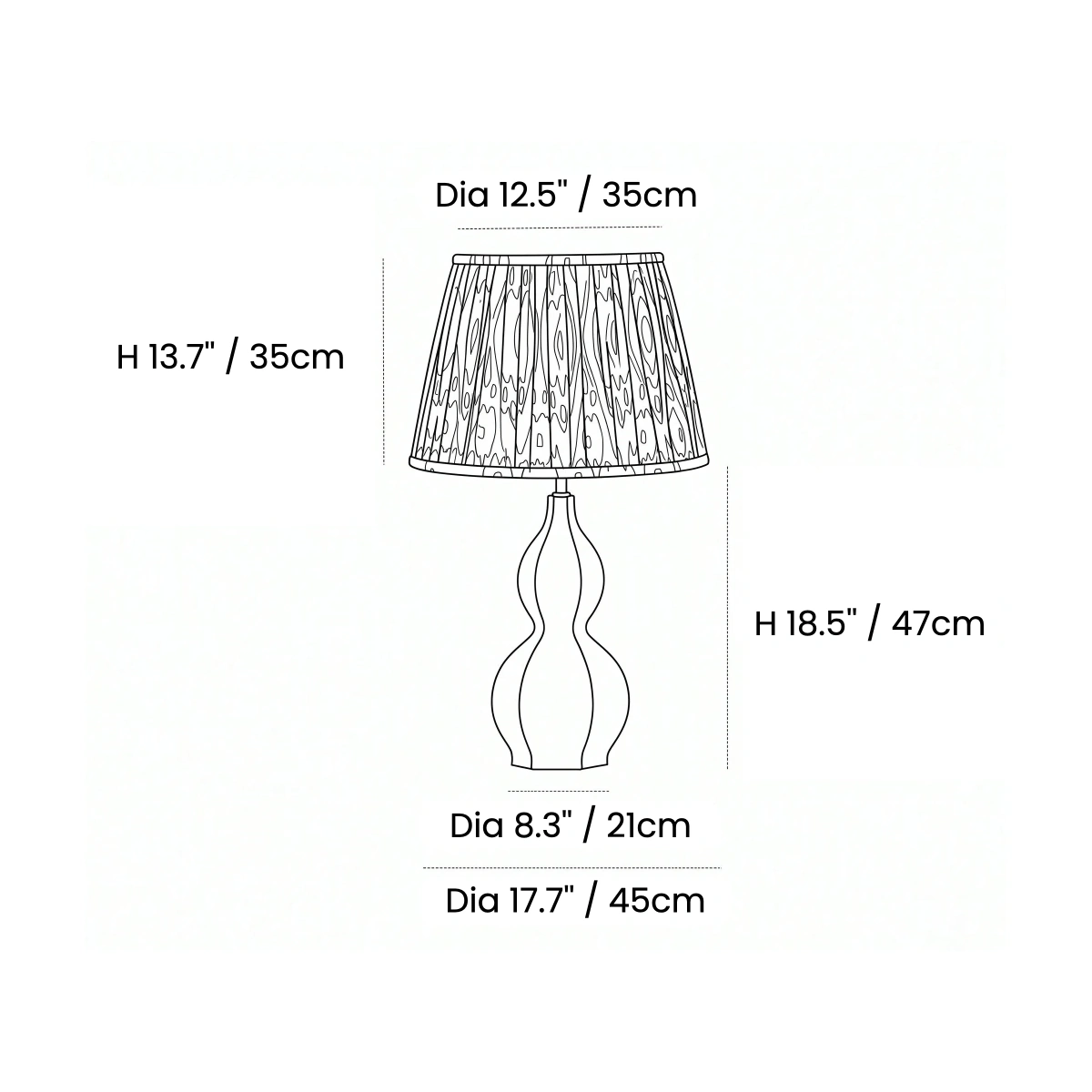 Delia Modern Artistic Green Gourd Lamp Ceramic Linen Fabric Table Lamp 15.7 in D x 29.4 in H listed size