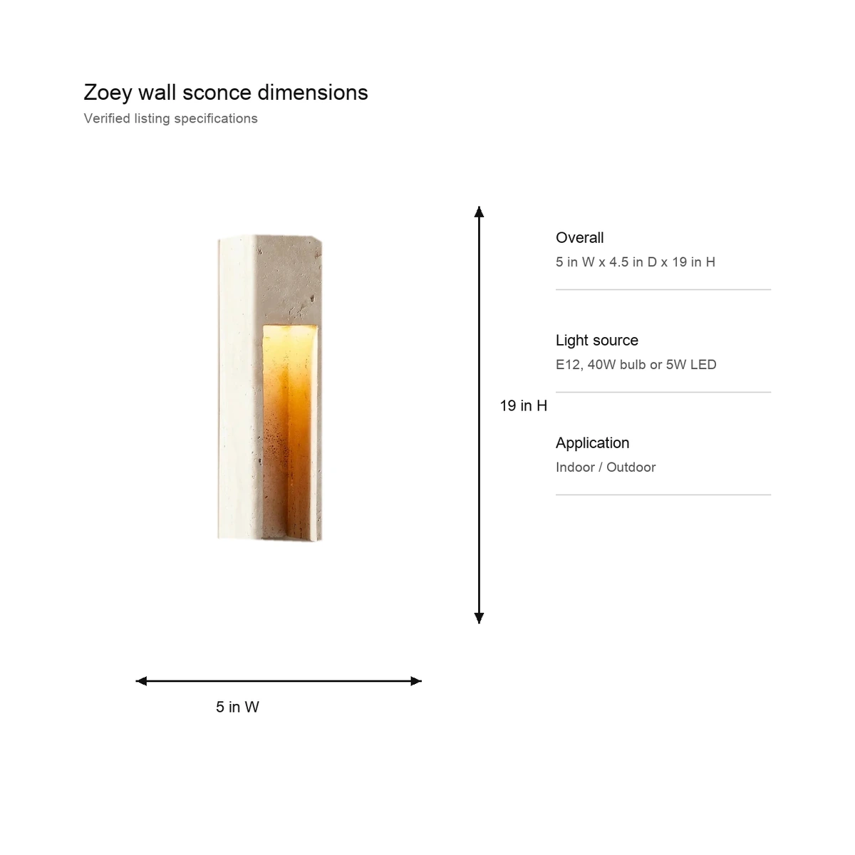 Zoey wall sconce dimensions