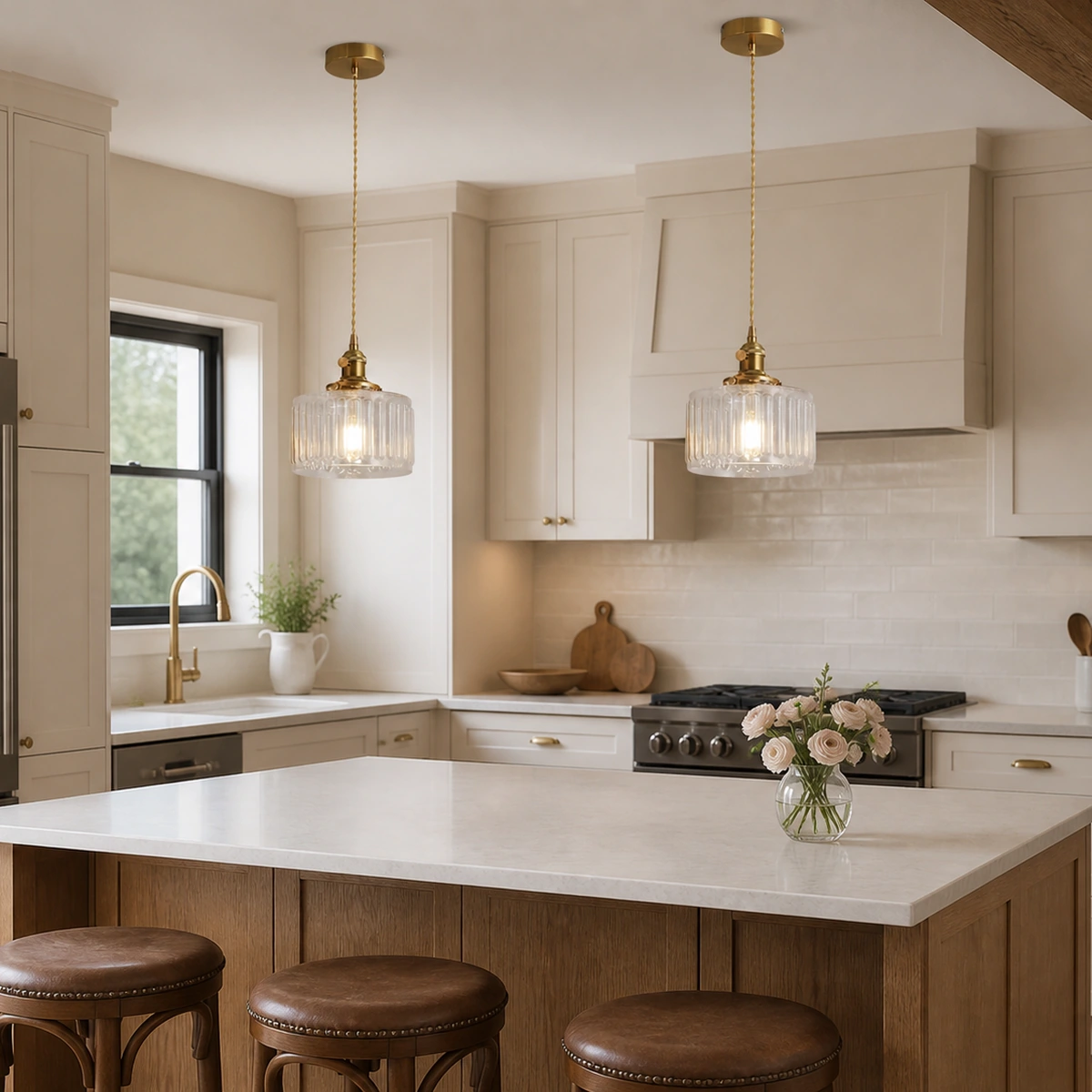 Lucent Vintage Adjustable Clear Glass Dining Room Pendant Light in Kitchen island - Clear