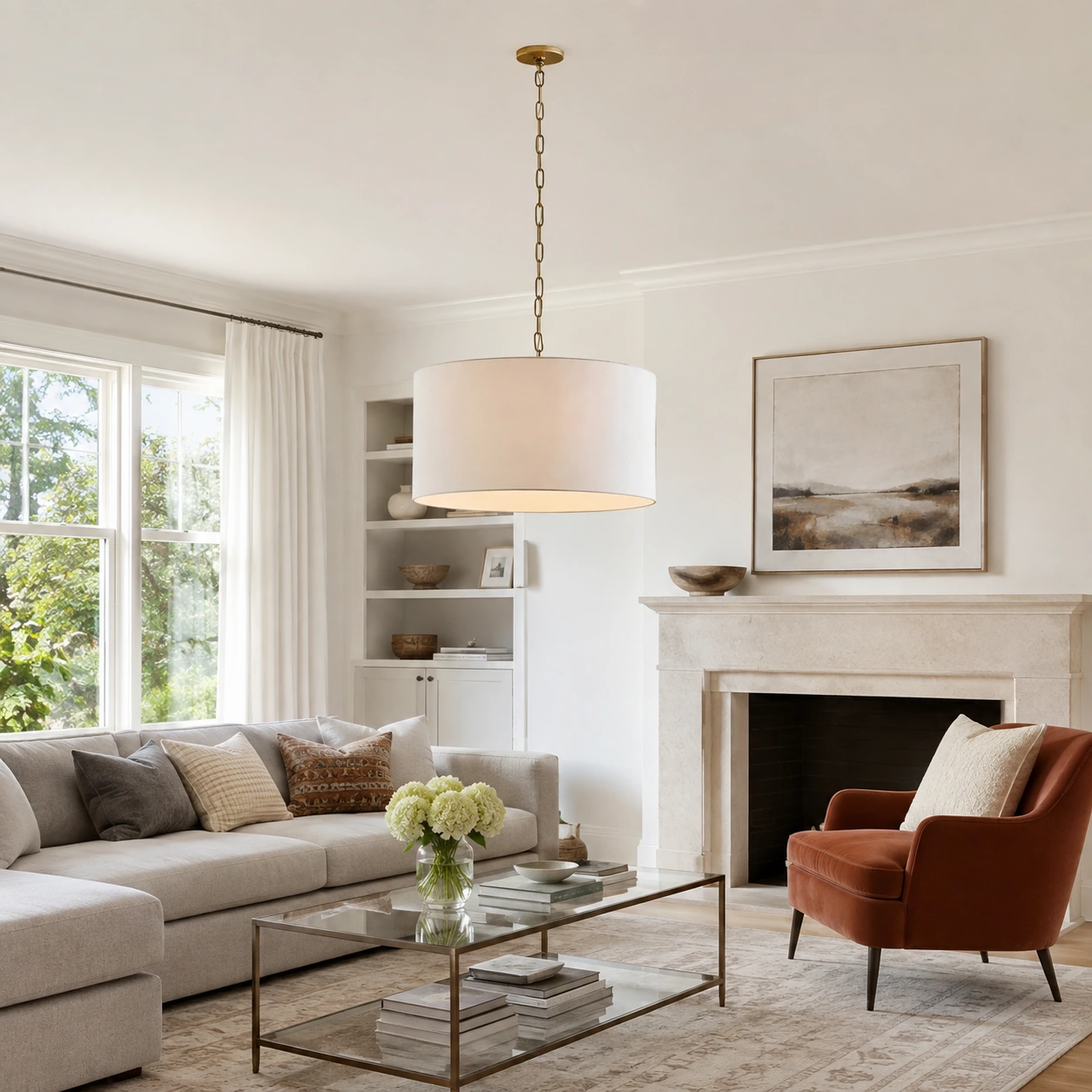 Mirenna 24-inch pendant in a bright American living room