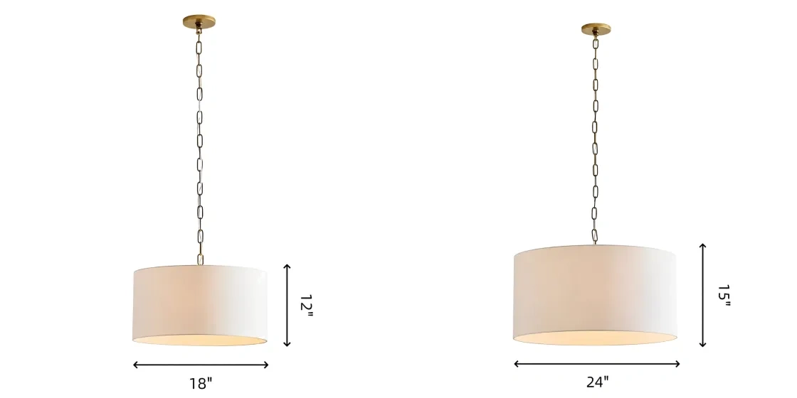 Mirenna pendant dimensions for the 18-inch and 24-inch options