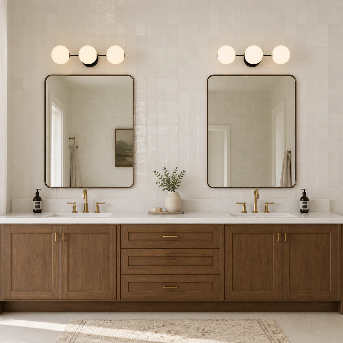 Double Vanity · Black & Brass + Opal Pair