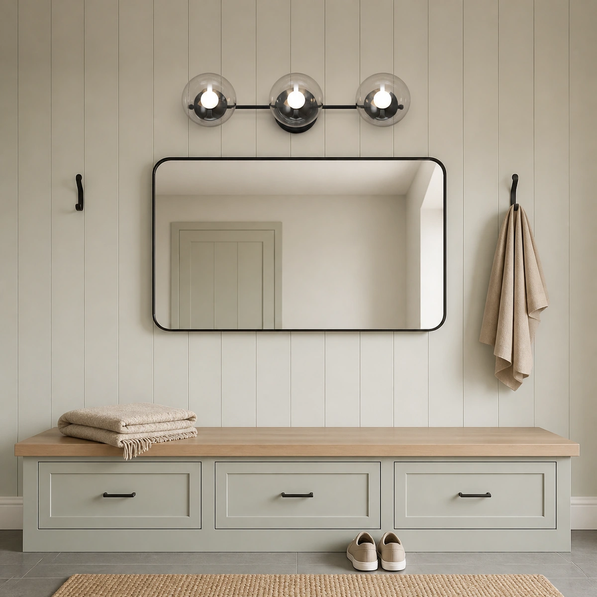 Mudroom Entry · Matte Black + Clear