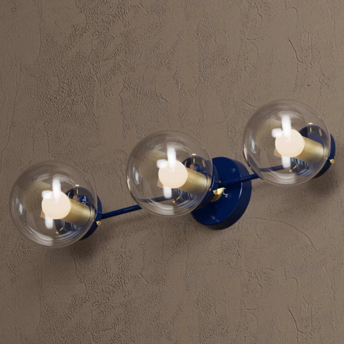 Navy Blue & Brass · Clear Glass