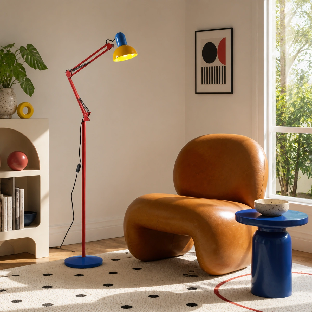 Modern Simplicity Iron Half Circle 1-Light Standing Floor Lamp For Bedroom in a reading corner