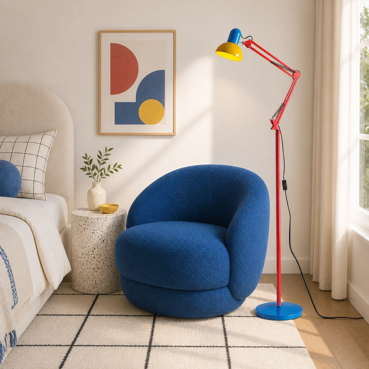 Modern Simplicity Iron Half Circle 1-Light Standing Floor Lamp For Bedroom in a bedroom