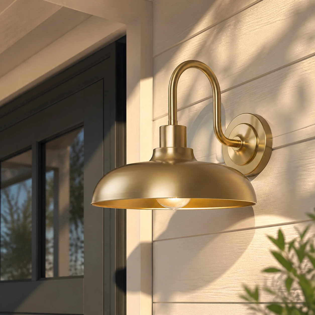 Antaeus dome wall sconce beside a bright front entry